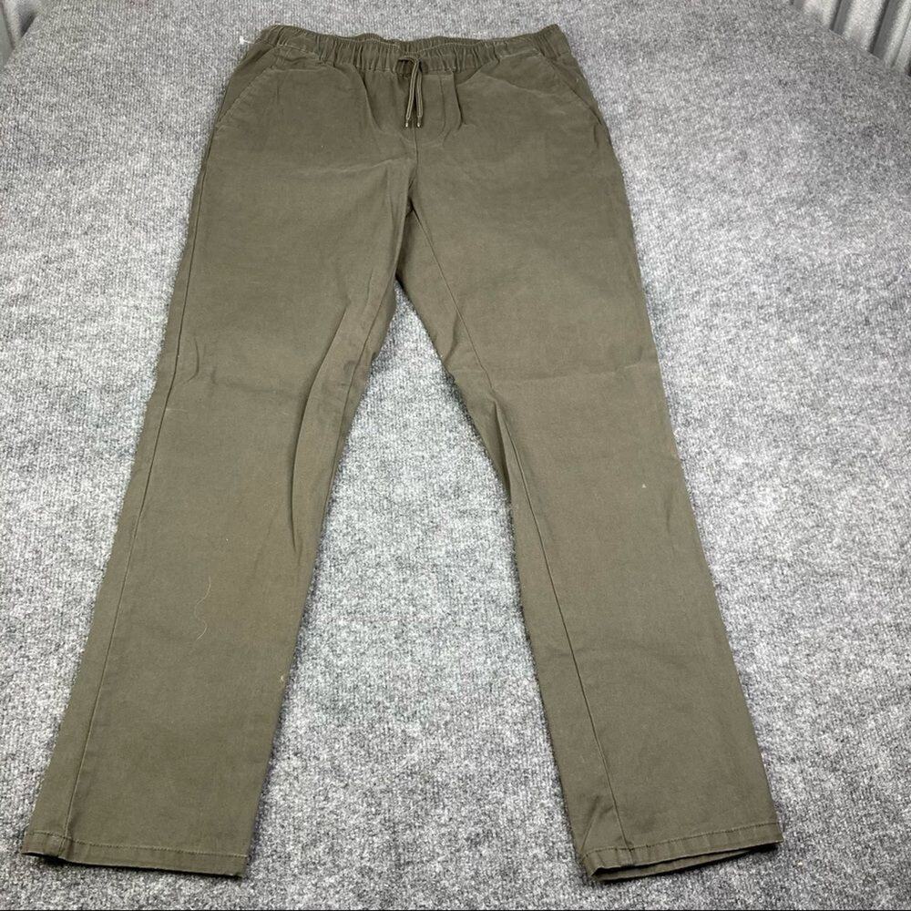 ASOS Joggers Mens Size 32 Olive Green Elastic Drawstring Waist Slim Fit Chinos